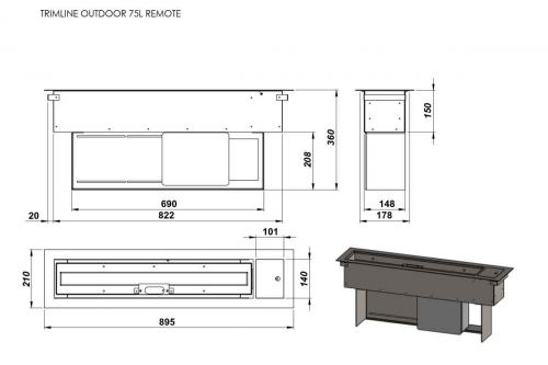 Preview: Outdoor Einbau-Gaskamin 75L von Trimline Fires- fernsteuerung